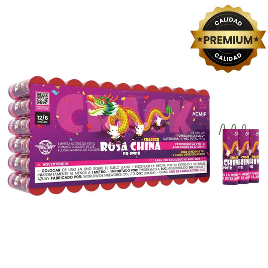PR-0901R ROSA CHINA CRACK | Torbellino de Suelo Multicolor + Cracker