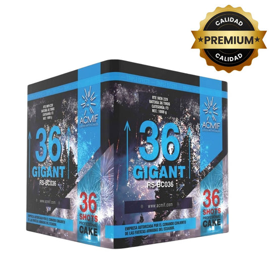 PR-C036A-38 GIGANT 36 | Torta de Pirotecnia 36 Disparos / 36 Efectos