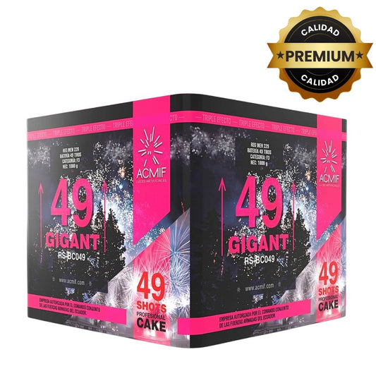 PR-C049A-38 GIGANT 49 | Torta de Pirotecnia 49 Disparos / 49 Efectos