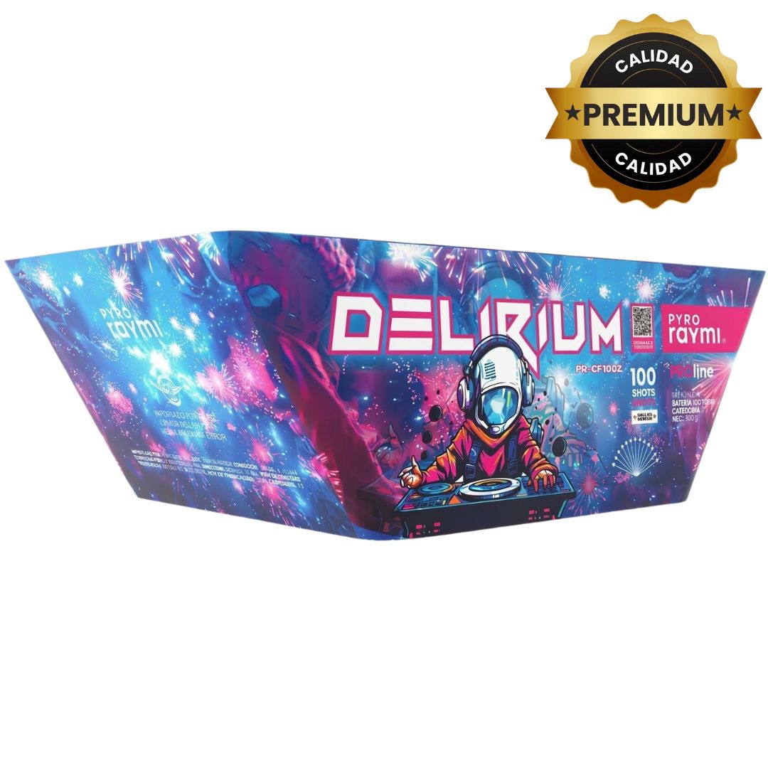 PR-CF1100Z DELIRIUM (FAN) | Torta de Prirotecnia en Abanico 100 Disparos / 100 Efectos