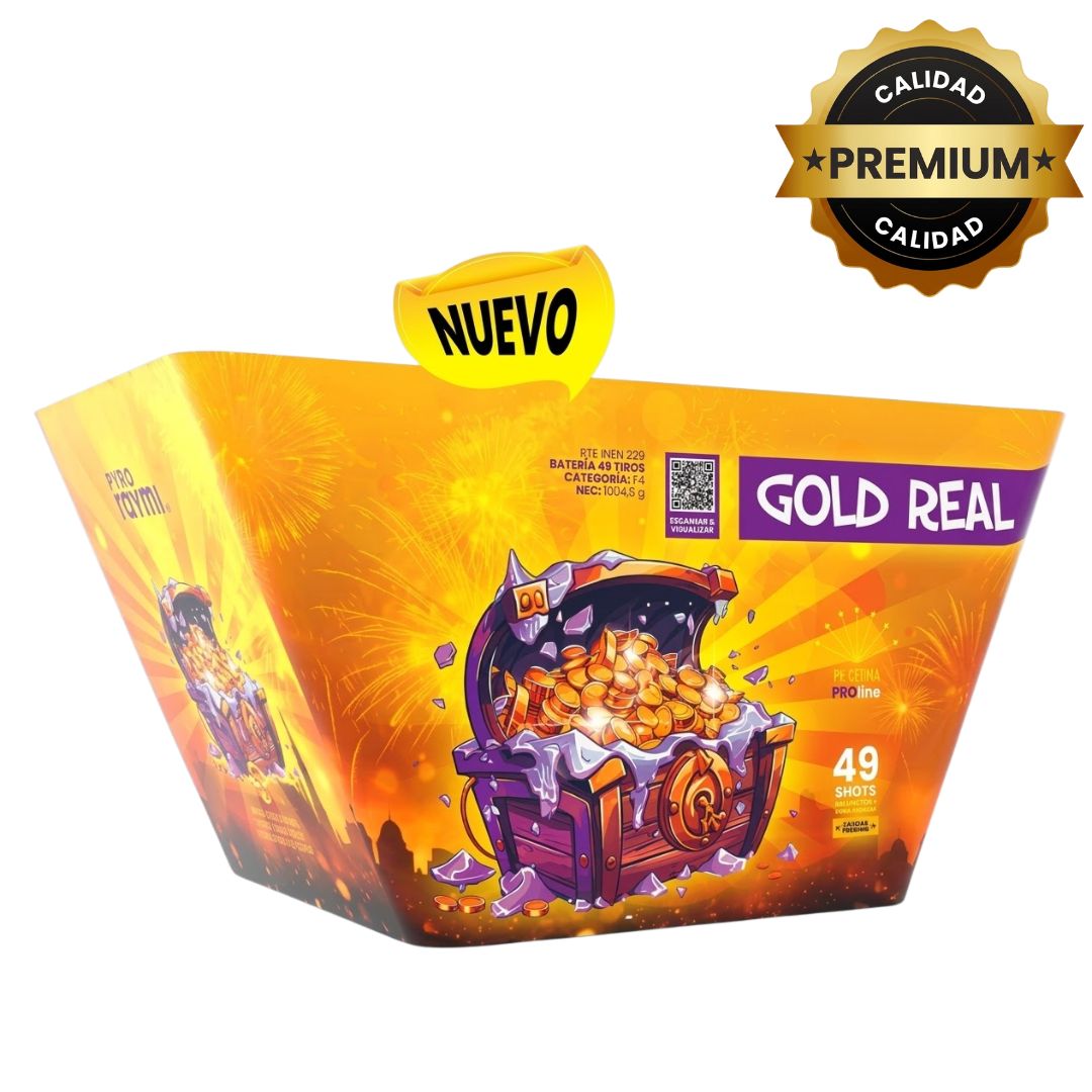 PR-CF049A GOLD REAL (FAN) | Tortas de Pirotecnia en Abanico 49 Disparos / 49 Efectos