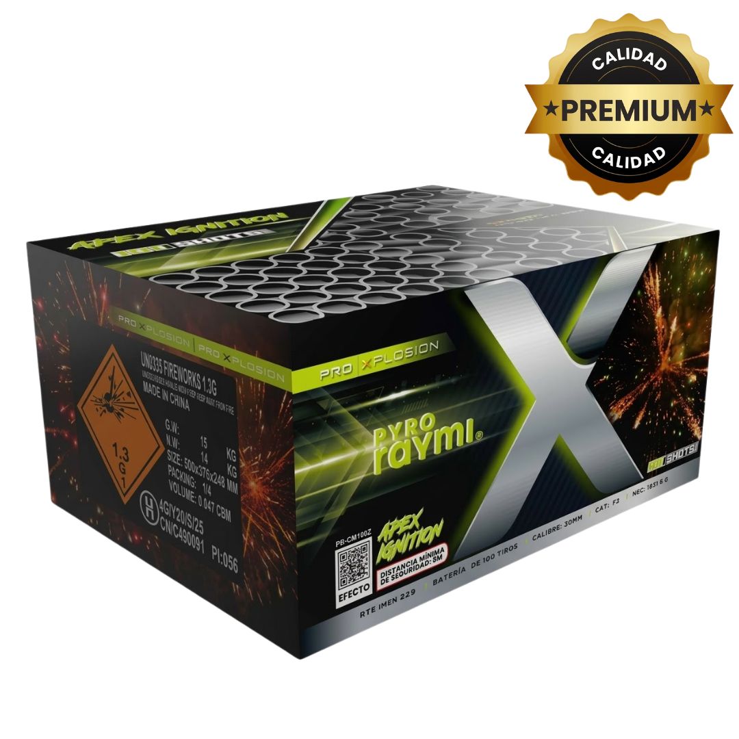 PR-CM100Z APEX IGNITION | Torta de Pirotecnia 100 Disparos / 100 Efectos