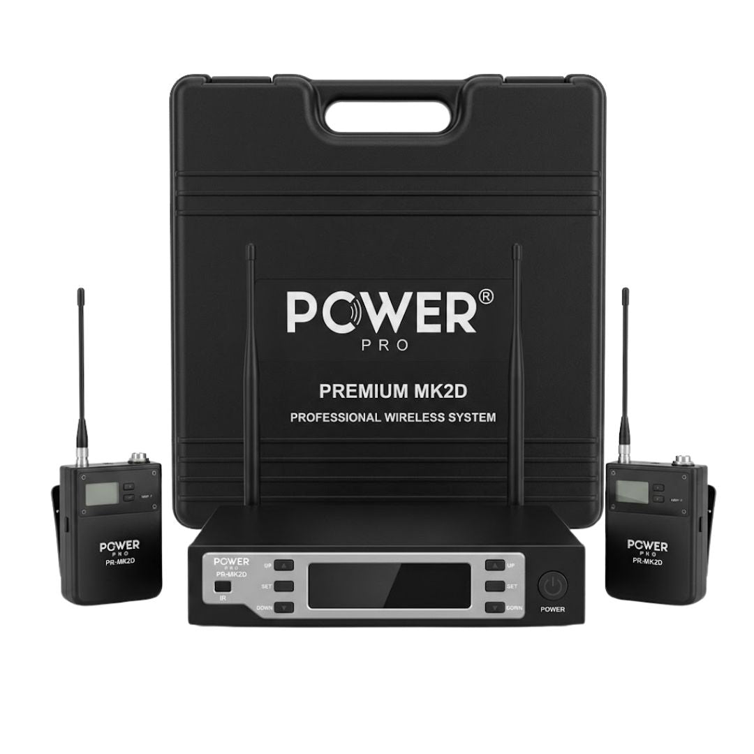 POWER PRO PR-MK2D | Micrófono Inalámbrico Doble de Diadema Premium MK2D UHF