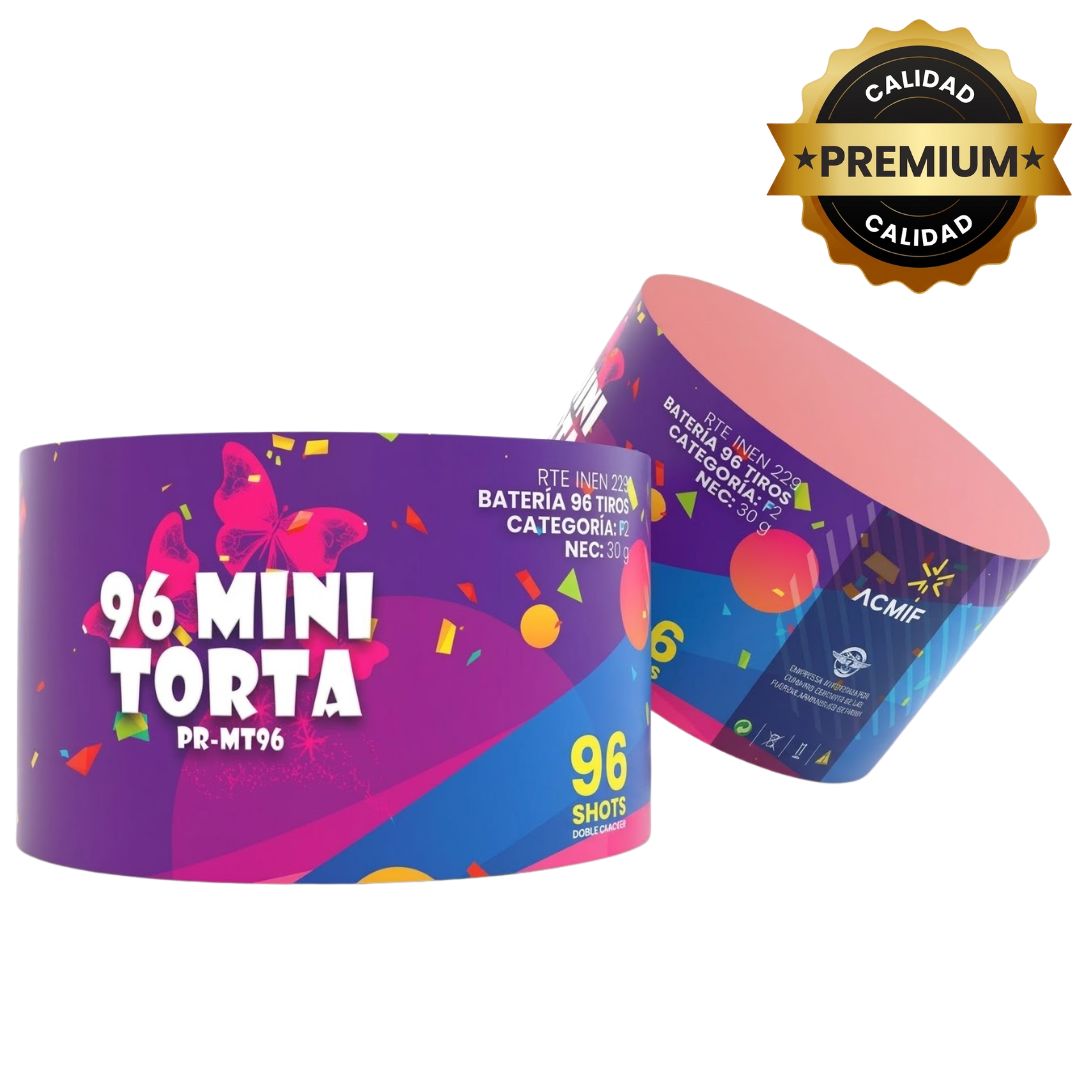PR-MT96 MINITORTA 96S | Batería Pirotécnica 96 Tiros Multicolor + Cracker
