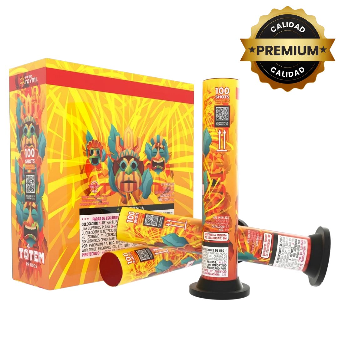 PR-N003 TÓTEM 100S | Batería Pirotécnica 100 Tiros Multicolor