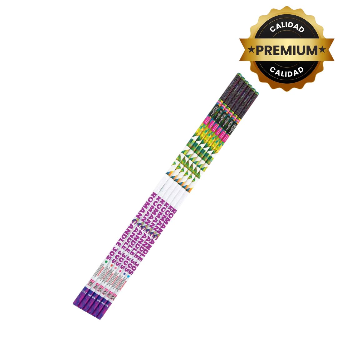 PR-RC130 ROMAN CANDLE 30 TIROS | Vela Pirotécnica Multicolor + Cracker