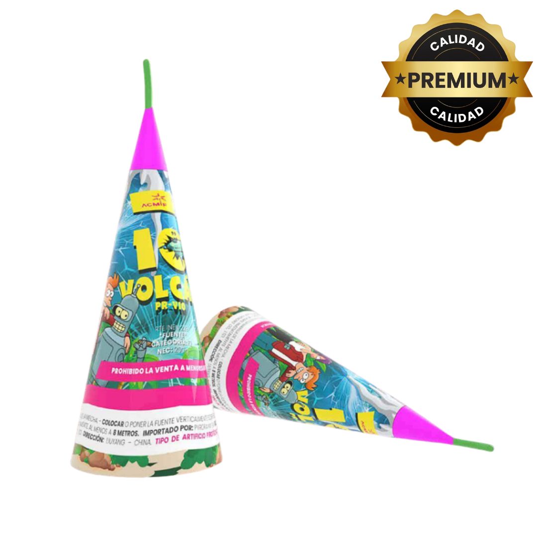 PR-V10 VOLCÁN 10" | Fuente Pirotécnica Cónica Silver + Súper Cracker