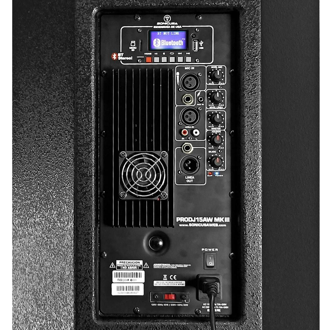 SONIC USA PRODJ15A | Altavoz Activo 15” Bi-Amplificado con Bluetooth