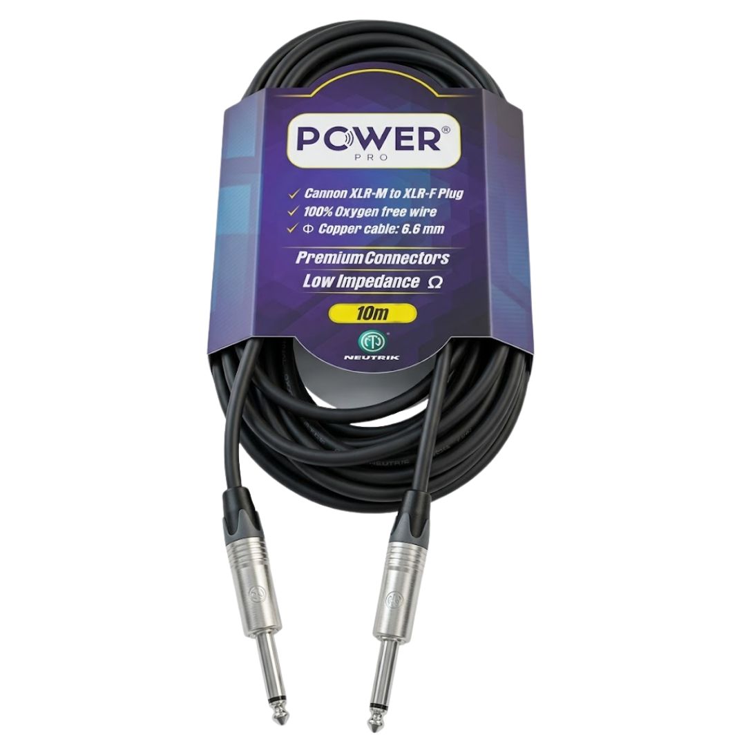 PTSN-10M POWER PRO | Cable Jack TS a TS 6.3mm 10 Metros con Conectores Neutrik