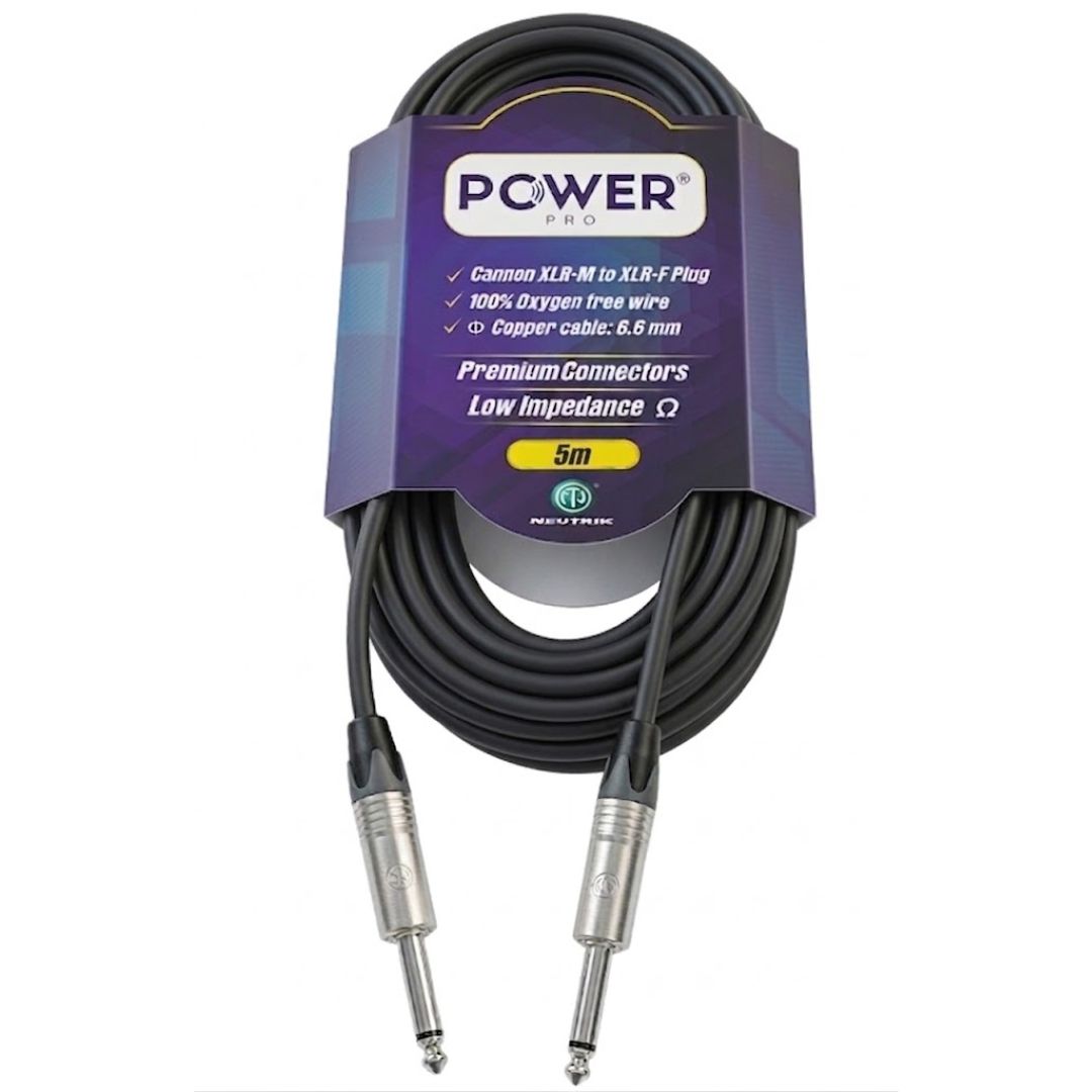 PTSN-5M POWER PRO | Cable Jack TS a TS 6.3mm 5 Metros con Conectores Neutrik