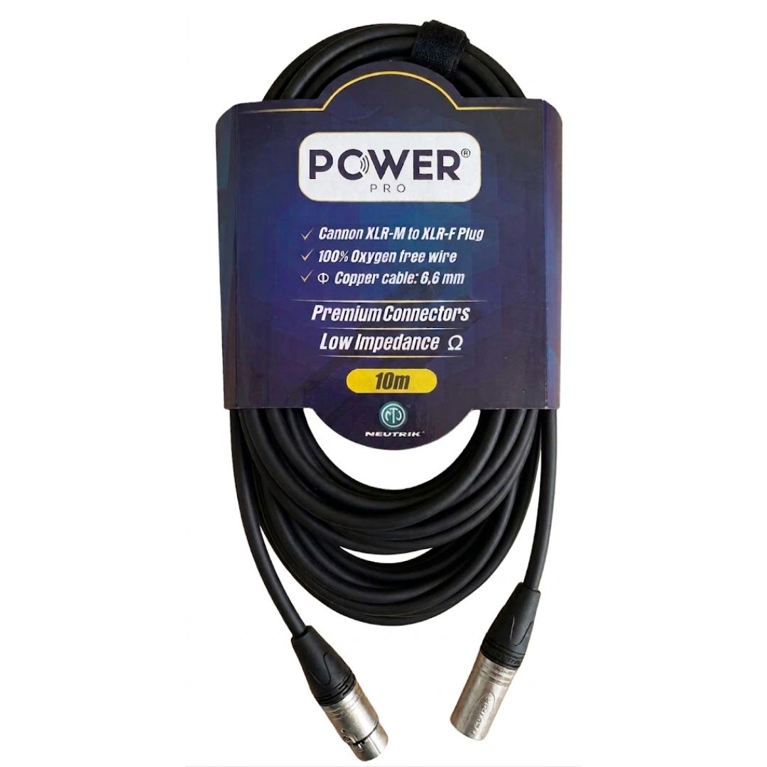 PXLRN-10M POWER PRO | Cable XLR a XLR 10 Metros con Conectores Neutrik Audio Balanceado Profesional