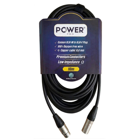 PXLRN-10M POWER PRO | Cable XLR a XLR 10 Metros con Conectores Neutrik Audio Balanceado Profesional
