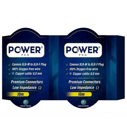 PXLRN-10M POWER PRO | Cable XLR a XLR 10 Metros con Conectores Neutrik Audio Balanceado Profesional