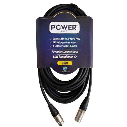 PXLRN-15M POWER PRO | Cable XLR a XLR 15 Metros con Conectores Neutrik Audio Balanceado Profesional