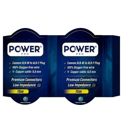 PXLRN-15M POWER PRO | Cable XLR a XLR 15 Metros con Conectores Neutrik Audio Balanceado Profesional