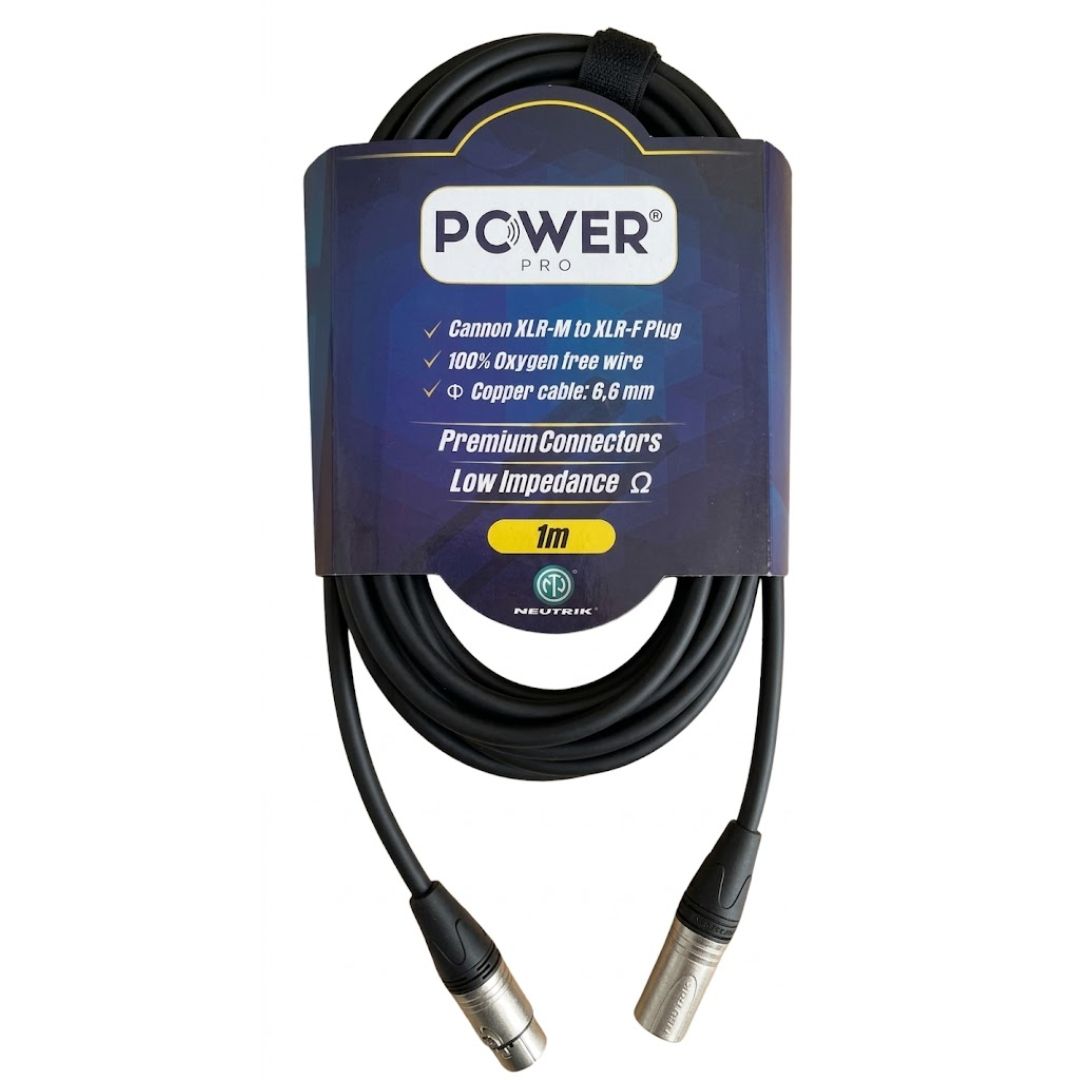 PXLRN-1M POWER PRO | Cable XLR a XLR 1 Metro con Conectores Neutrik Audio Balanceado Profesional