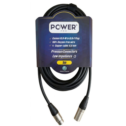 PXLRN-1M POWER PRO | Cable XLR a XLR 1 Metro con Conectores Neutrik Audio Balanceado Profesional