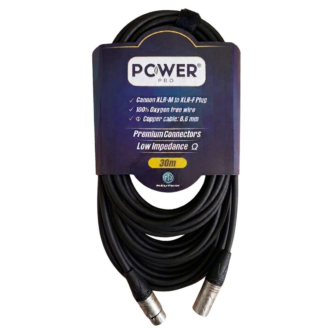 PXLRN-30M POWER PRO | Cable XLR a XLR 30 Metros con Conectores Neutrik Audio Balanceado Profesional