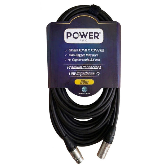 PXLRN-30M POWER PRO | Cable XLR a XLR 30 Metros con Conectores Neutrik Audio Balanceado Profesional
