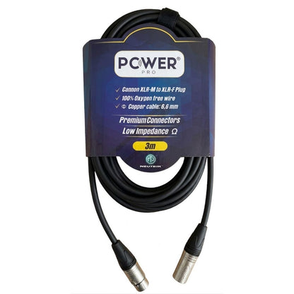 PXLRN-3M POWER PRO | Cable XLR a XLR 3 Metros con Conectores Neutrik Audio Balanceado Profesional