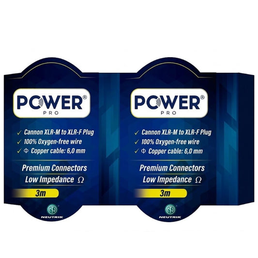 PXLRN-3M POWER PRO | Cable XLR a XLR 3 Metros con Conectores Neutrik Audio Balanceado Profesional