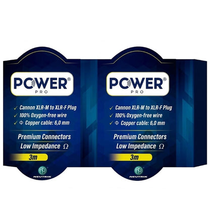 PXLRN-3M POWER PRO | Cable XLR a XLR 3 Metros con Conectores Neutrik Audio Balanceado Profesional