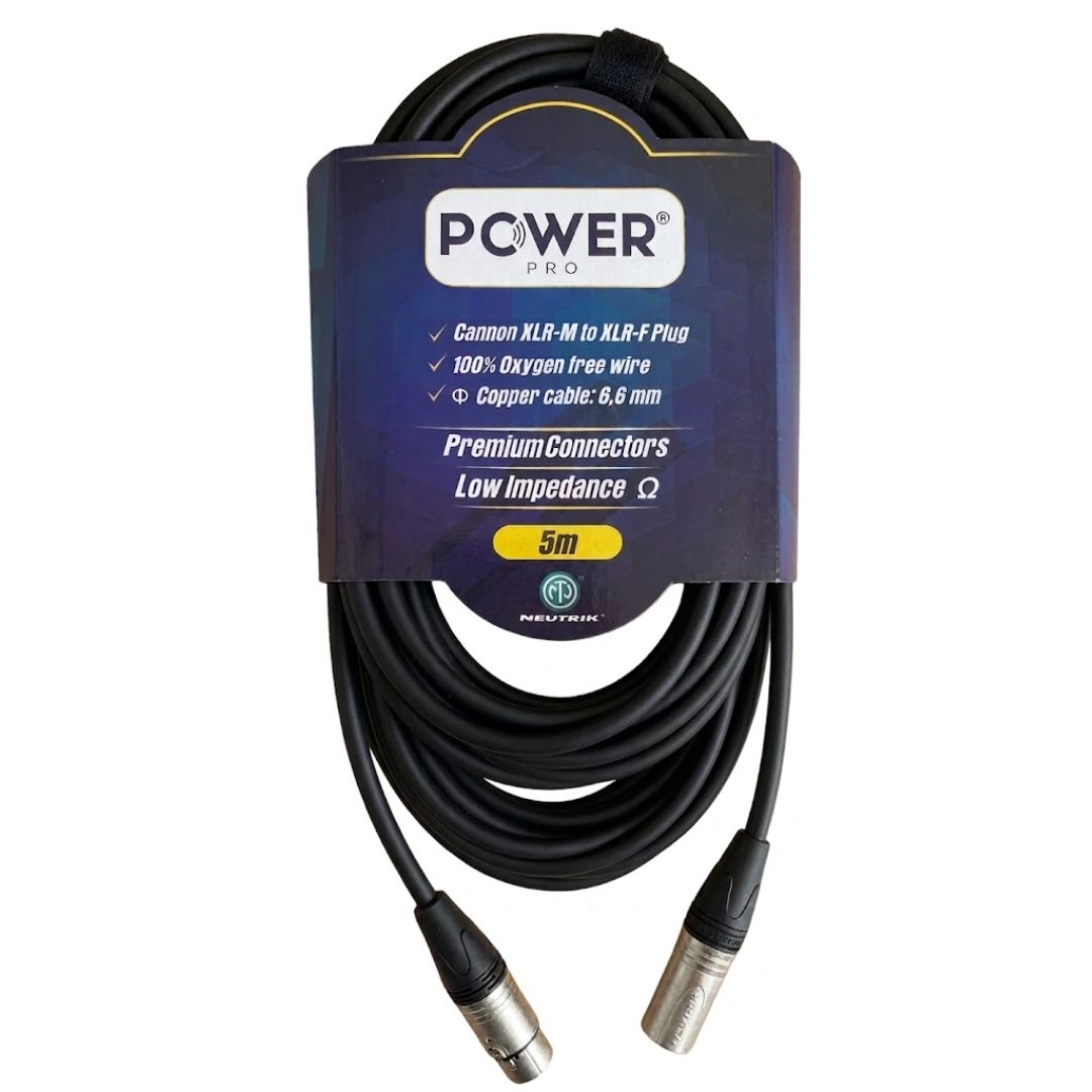 PXLRN-5M POWER PRO | Cable XLR a XLR 5 Metros con Conectores Neutrik Audio Balanceado Profesional