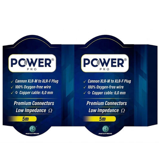 PXLRN-5M POWER PRO | Cable XLR a XLR 5 Metros con Conectores Neutrik Audio Balanceado Profesional
