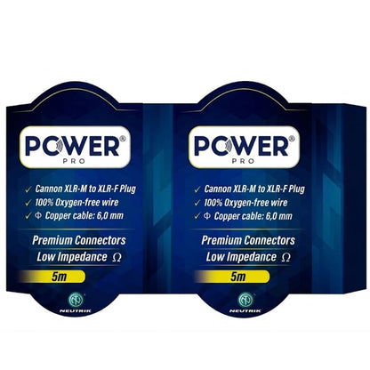 PXLRN-5M POWER PRO | Cable XLR a XLR 5 Metros con Conectores Neutrik Audio Balanceado Profesional