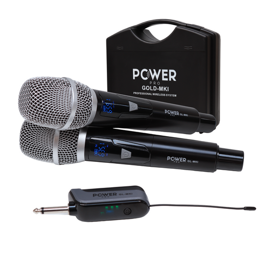 Micrófono Inalámbrico Recargable Dual 60m POWER PRO GOLD MK1