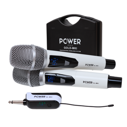 Micrófono Inalámbrico Recargable Dual 60m POWER PRO GOLD MK1