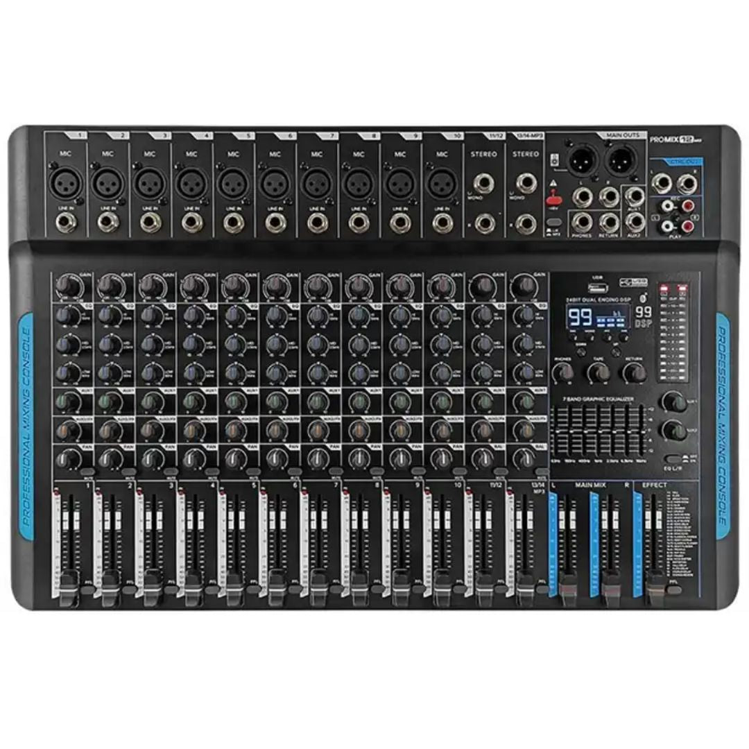 SONIC USA ProMix12 Mk2 | Consola Mezcladora Analógica Profesional con DSP y Bluetooth
