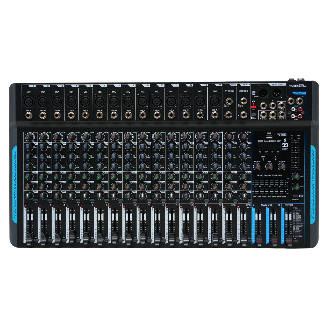 SONIC USA ProMix16 Mk2 | Consola Mezcladora Analógica Profesional con DSP y Bluetooth