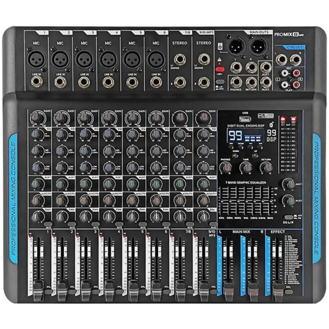 SONIC USA ProMix8 Mk2 | Consola Mezcladora Analógica Profesional
