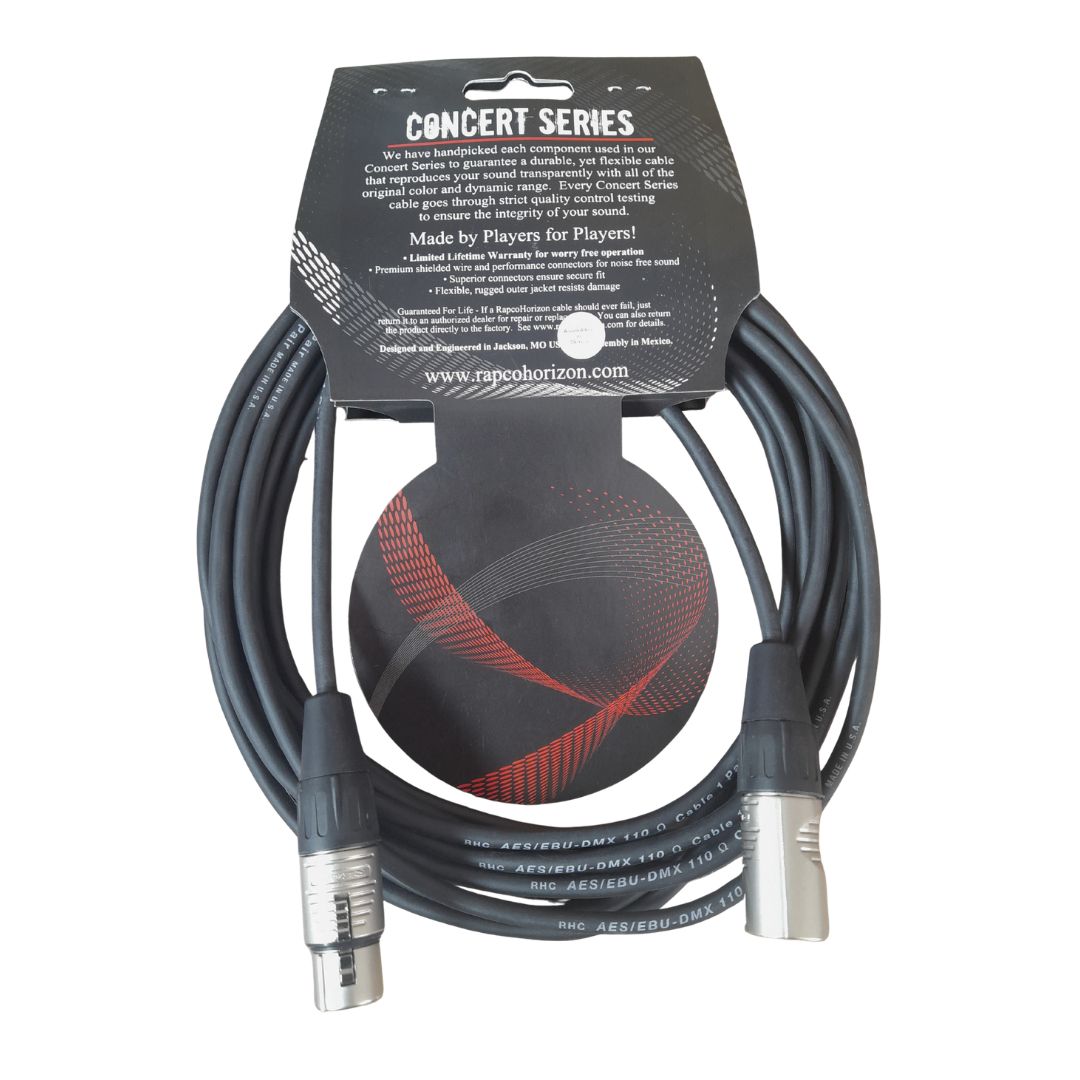 RDMX3-20 Rapco HORIZON DMX PRO CO 110Ω | 6m Cable DMX Con Conectores XLR3 REAN Black-Light 20 Ft. USA