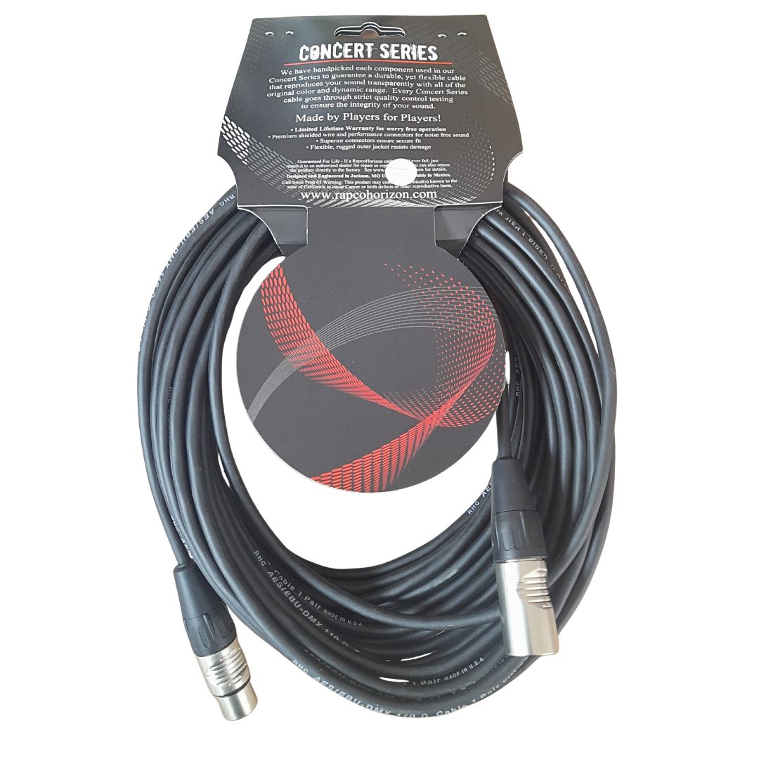 RDMX3-50 Rapco HORIZON DMX PRO CO 110Ω | 15m Cable DMX Con Conectores XLR3 REAN Black-Light 50 Ft. USA