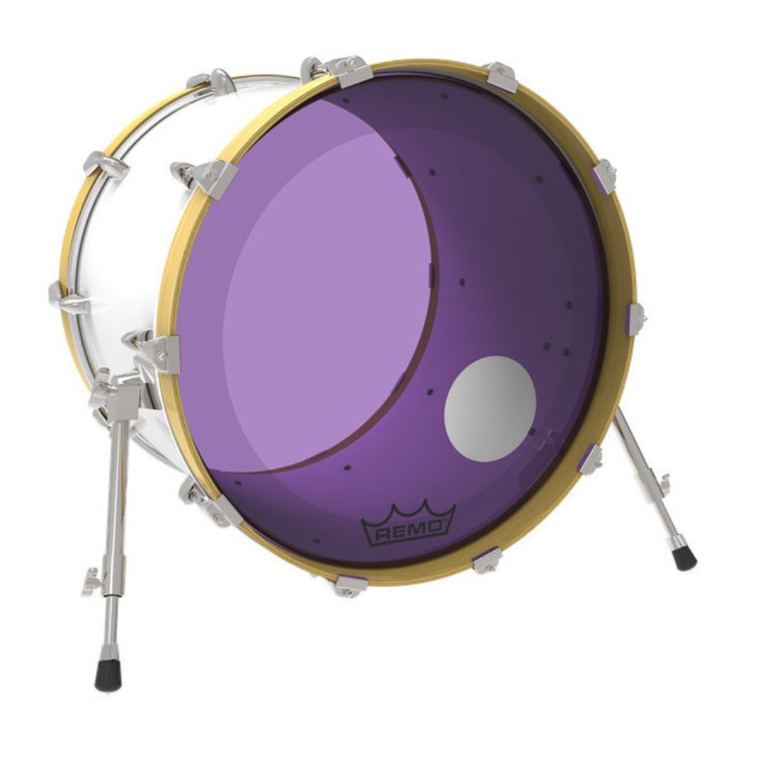 REMO P3-1322-CT-PUOH | Powerstroke® P3 Colortone™ Purple Parche de Bombo 22″ con Orificio 5″