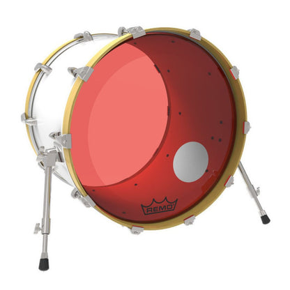 REMO P3-1322-CT-RDOH | Powerstroke® P3 Colortone™ Red Parche de Bombo 22″ con Orificio de 5″