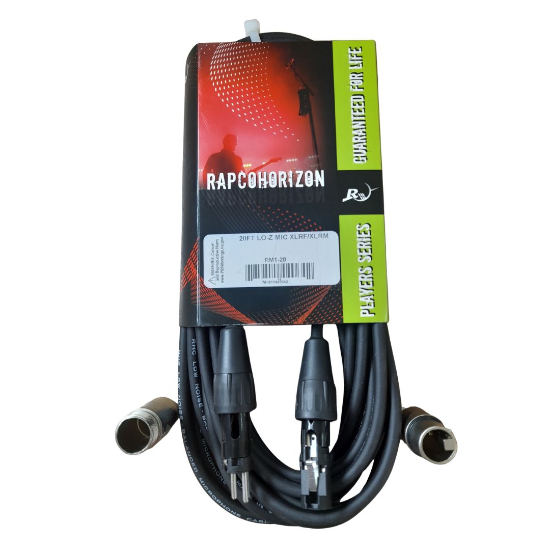 RM1-20 Rapco HORIZON LO-Z | 6m Cable de Micrófono con Conectores XLR REAN 20 Ft. USA
