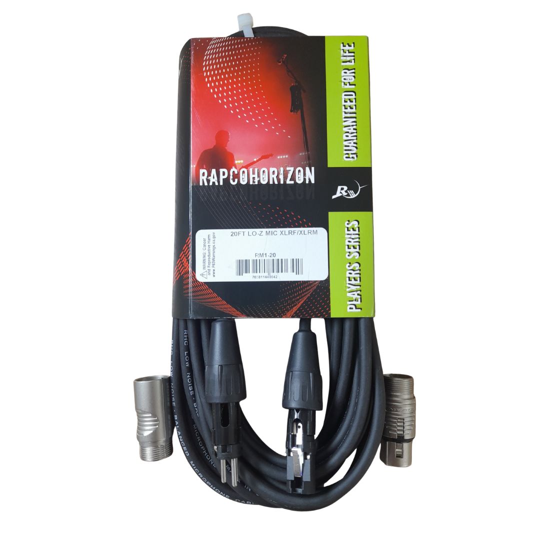 RM1-20 Rapco HORIZON LO-Z | 6m Cable de Micrófono con Conectores XLR REAN 20 Ft. USA