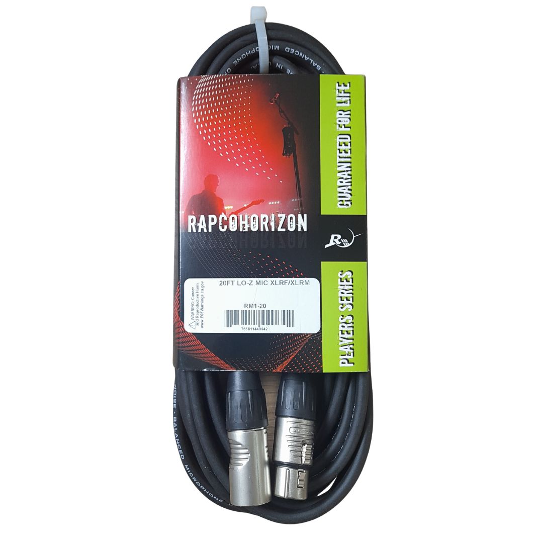 RM1-20 Rapco HORIZON LO-Z | 6m Cable de Micrófono con Conectores XLR REAN 20 Ft. USA