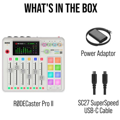 RØDE Caster Pro II Blanco | Consola de producción todo en uno para podcast, streaming y creación de contenidos