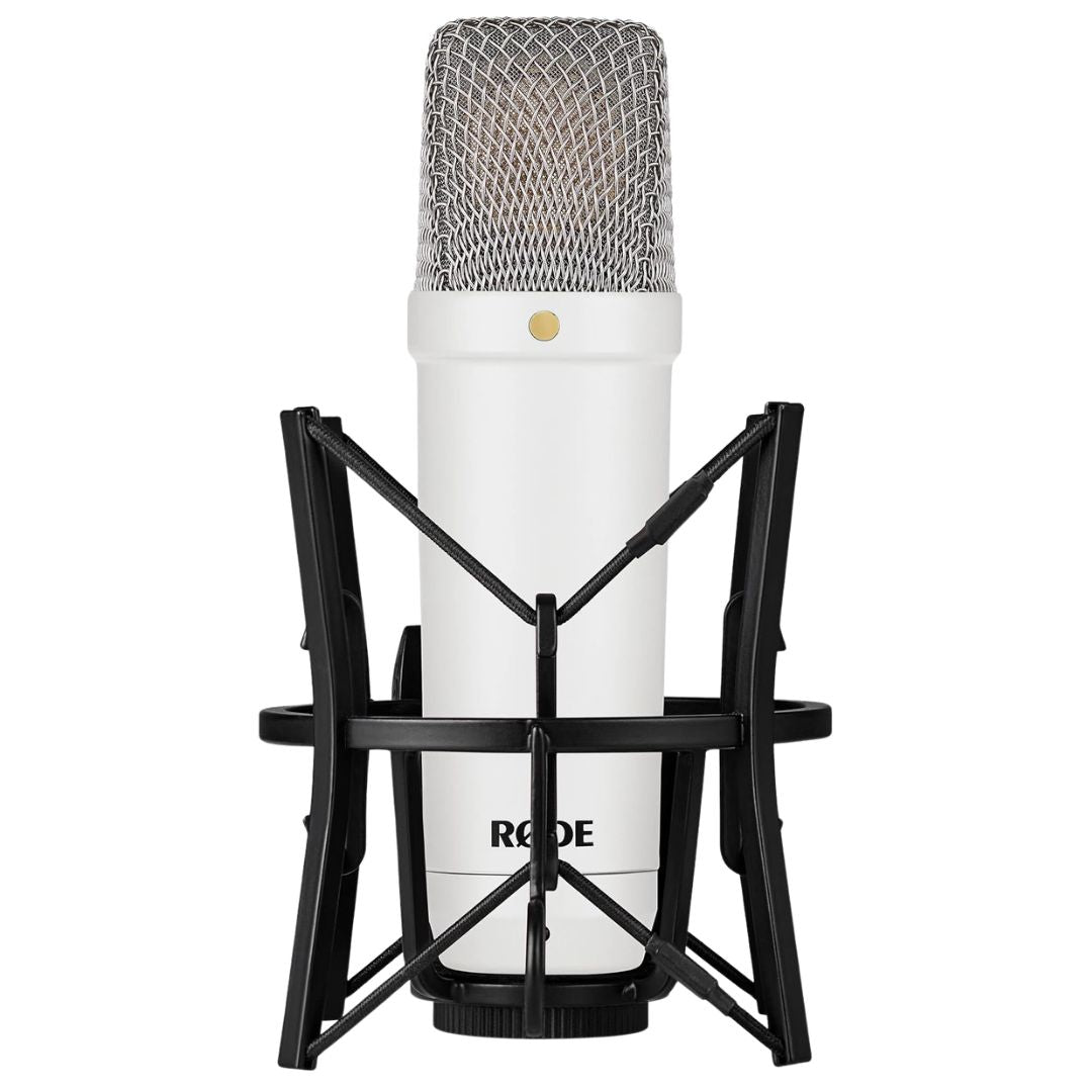 RØDE NT1 Signature Series Blanco | Micrófono de condensador profesional con soporte y filtro anti-pop