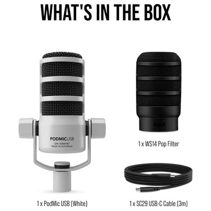 RØDE PodMic Blanco | Micrófono Dinámico Profesional De Calidad Broadcast