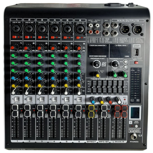 RX-60 POWER PRO | Consola Análoga 6 Canales Profesionales +48V Individual