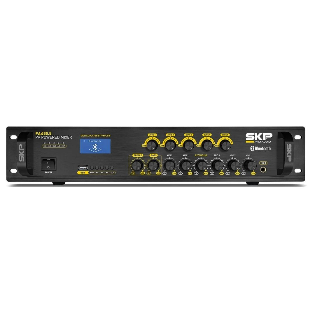 SKP PA-450.5 | Amplificador de Línea 450W RMS de 5 Zonas con Bluetooth