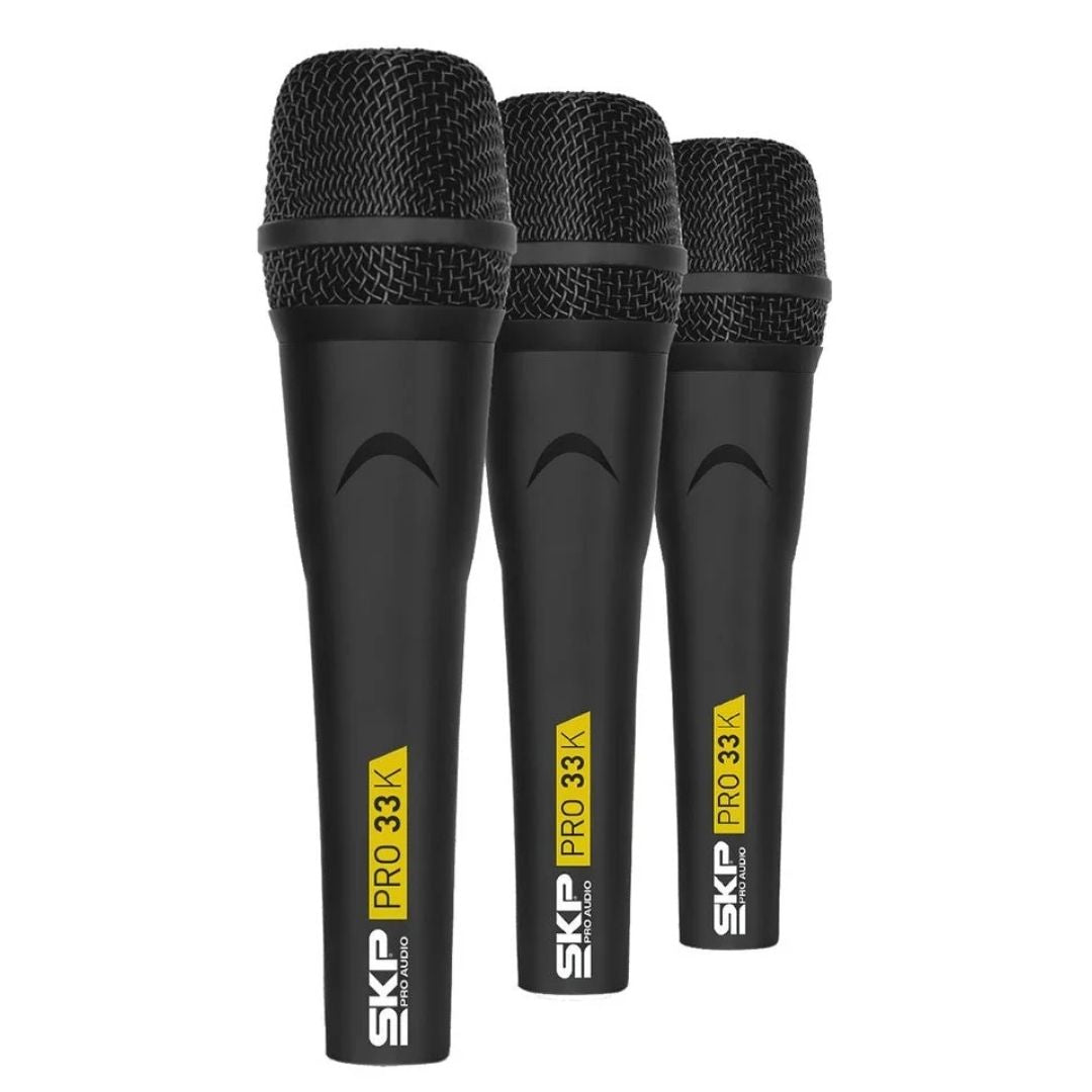 SKP PRO-33K | Set de 3 Micrófonos Dinámicos Profesionales Cardioides