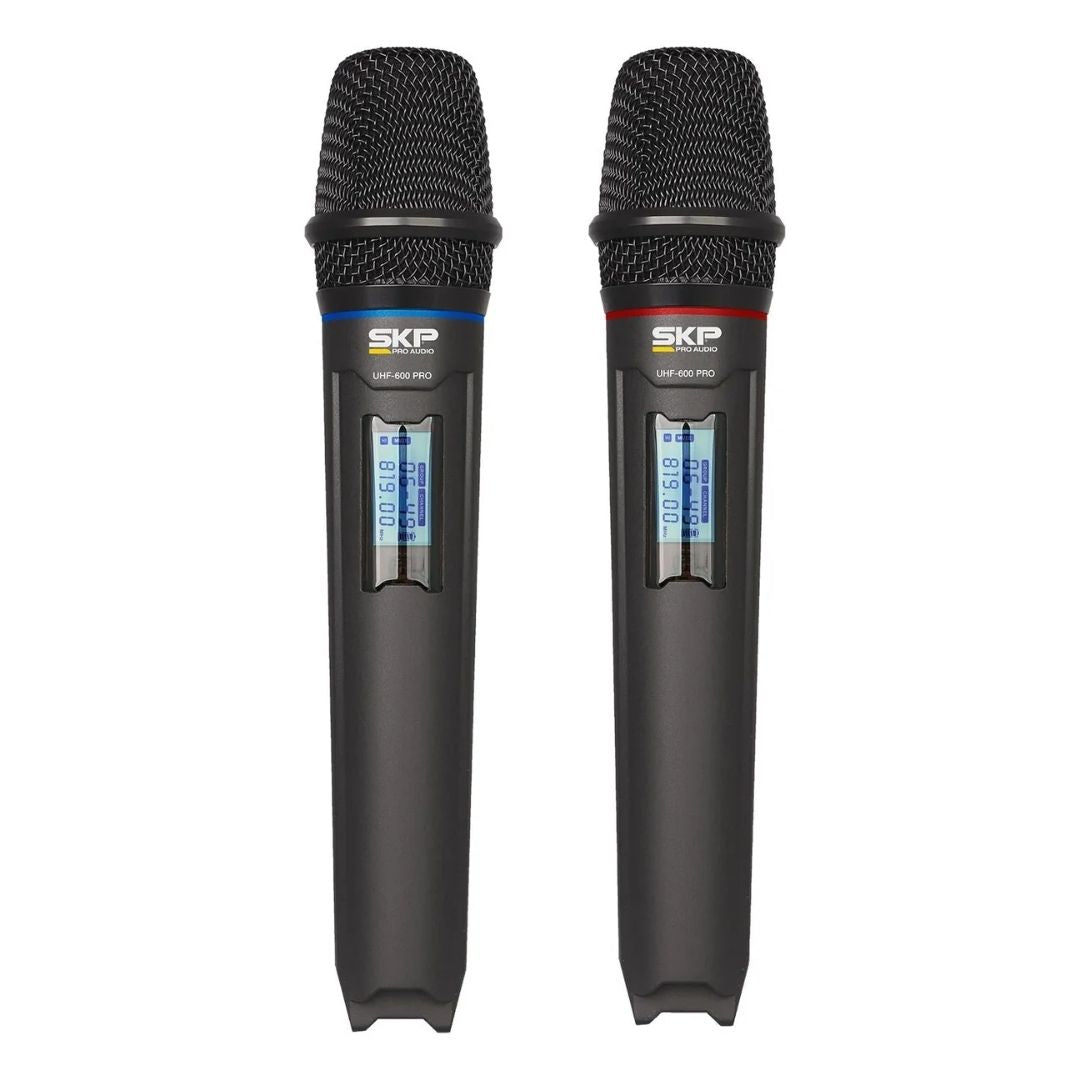 SKP PRO UH-600PRO | Sistema de Micrófonos Inalámbricos UHF Dual con 2 Micrófonos de Mano