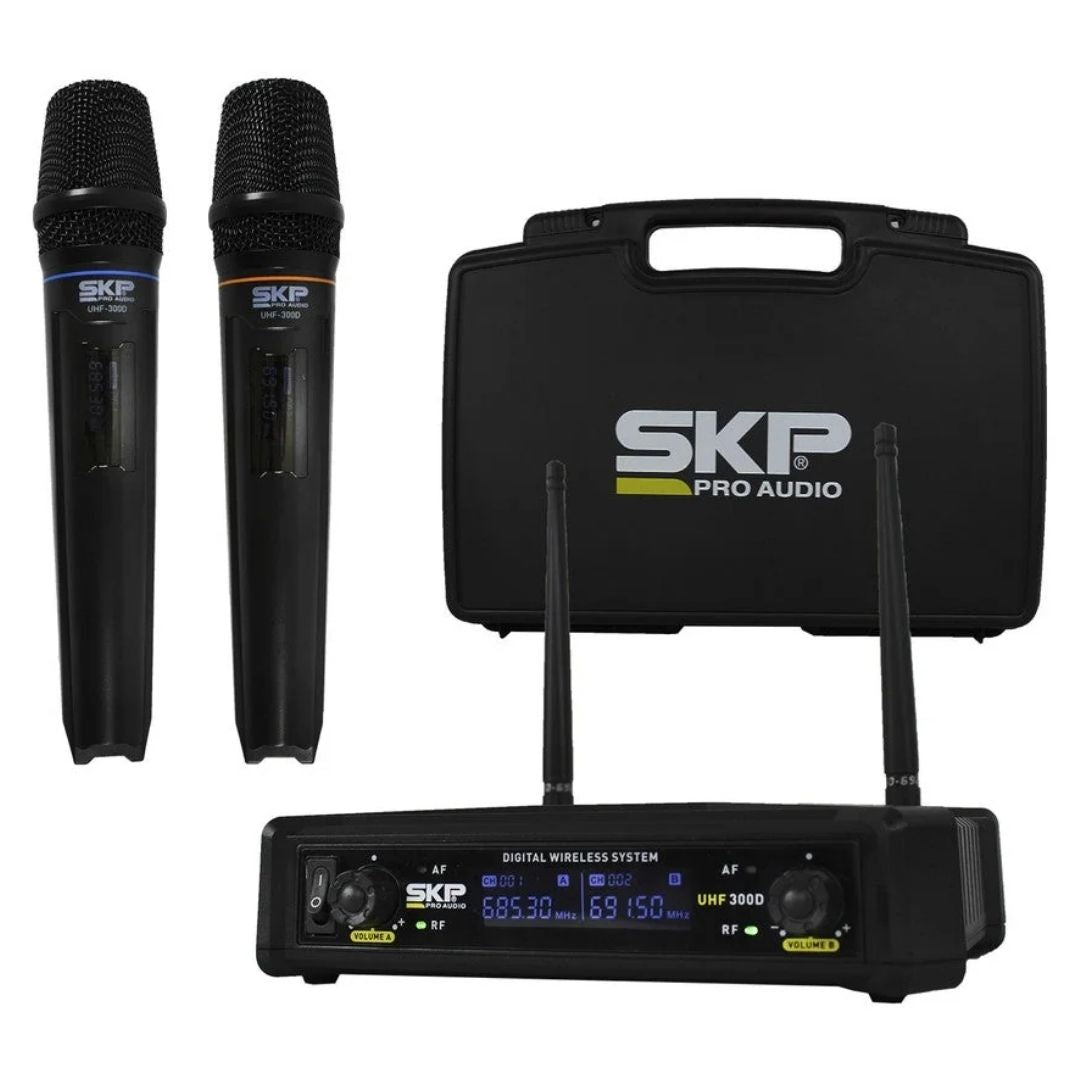 SKP UHF-300D | Sistema Inalámbrico Dual UHF con 2 Micrófonos de Mano