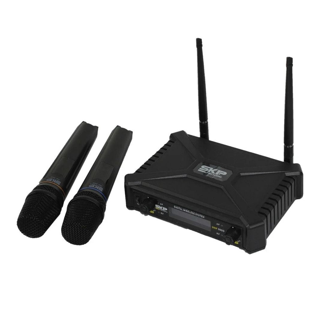 SKP UHF-300D | Sistema Inalámbrico Dual UHF con 2 Micrófonos de Mano